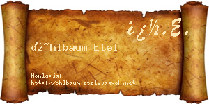 Öhlbaum Etel névjegykártya